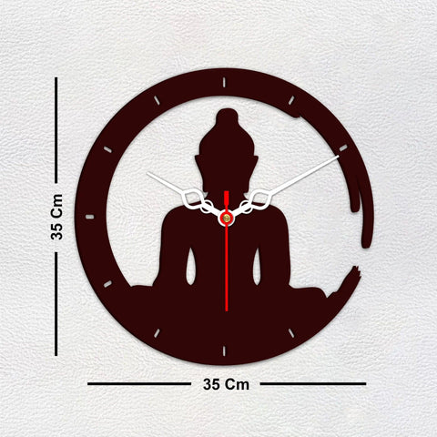 Buddha in Lotus Posture Designer Wooden Wall Clock - Decor Mantra 
