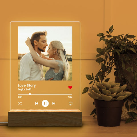 Custom Photo Music Plaque, Personalized Photo Frame, Album Cover Song Plaque, Music Photo Name Night Lamp, Anniversary Gifts, Gift for Her