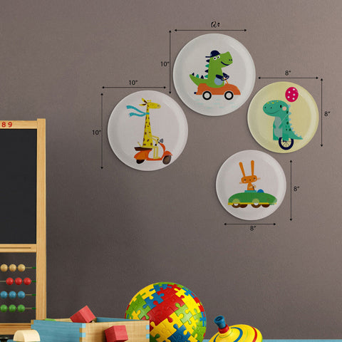 Playful Art for Kids' Rooms collage porcelain plate Set of 4