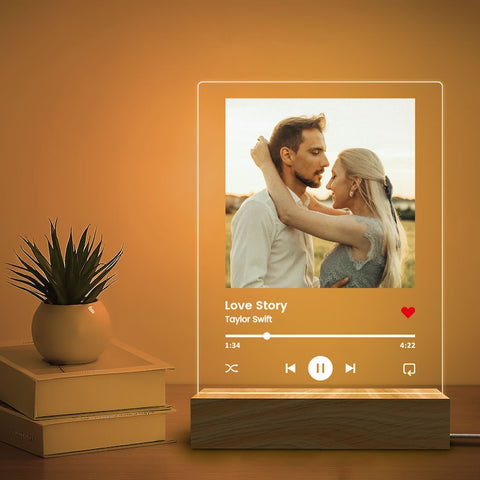 Custom Photo Music Plaque, Personalized Photo Frame, Album Cover Song Plaque, Music Photo Name Night Lamp, Anniversary Gifts, Gift for Her