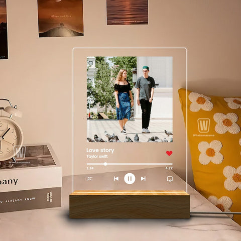 Custom Photo Music Plaque, Personalized Photo Frame, Album Cover Song Plaque, Music Photo Name Night Lamp, Anniversary Gifts, Gift for Her