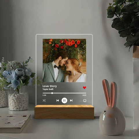 Custom Photo Music Plaque, Personalized Photo Frame, Album Cover Song Plaque, Music Photo Name Night Lamp, Anniversary Gifts, Gift for Her