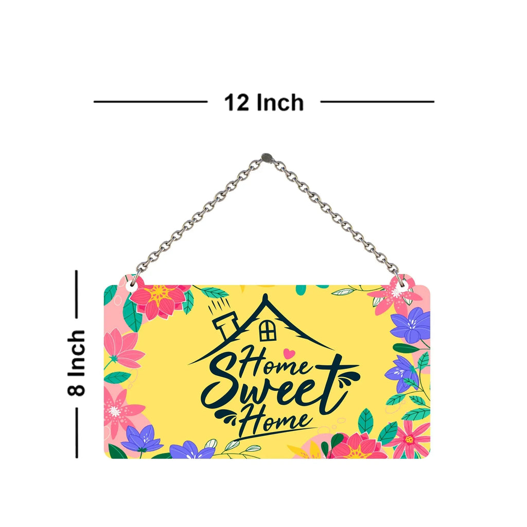 Sweet Home Floral Design Wooden Wall Hanger for Home|Office|Living Room|Gift - Harshita Craft