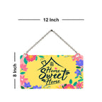 Sweet Home Floral Design Wooden Wall Hanger for Home|Office|Living Room|Gift - Harshita Craft
