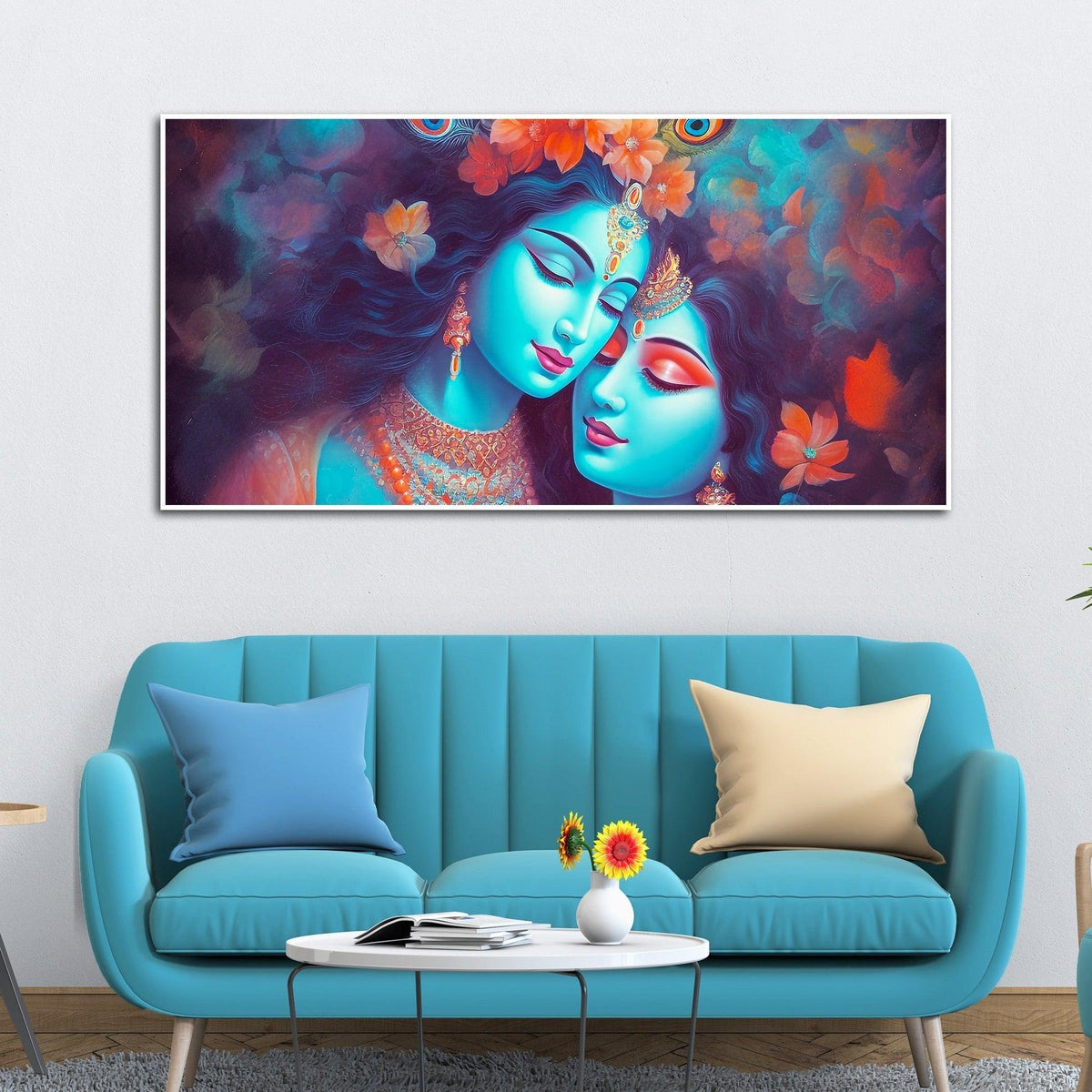 Divine Aura Radha Krishna Canvas Wall Painting - Decor Mantra 