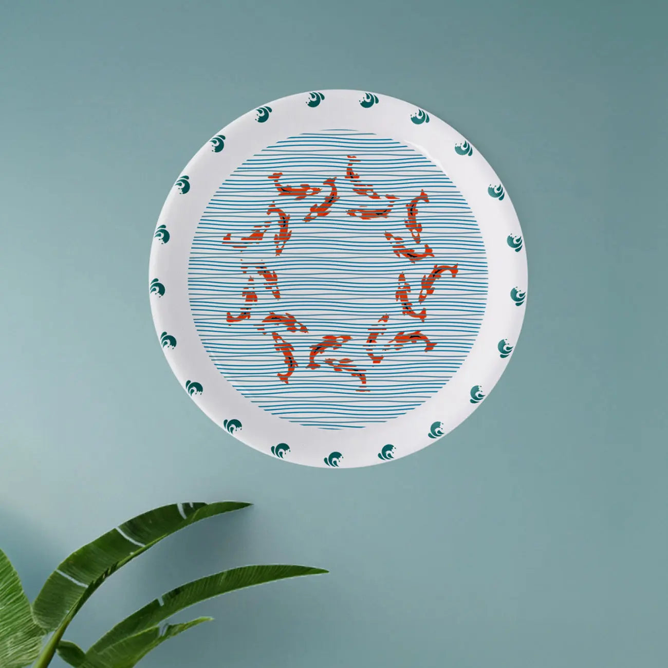 Sea-Inspired fish Abstract Art Collection Porcelain Wall Plate - Harshita Craft