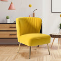 Classic Style Curved Back Yellow Velvet Accent Chair DECORMANTRA