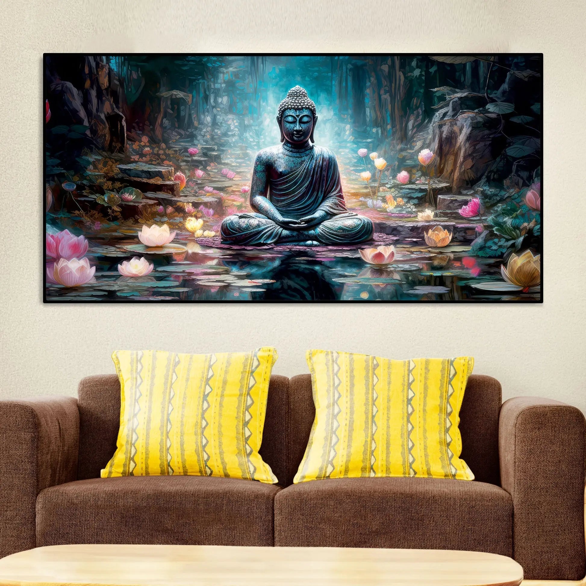 Spiritual Buddha Statue Premium Canvas Wall Painting HarshitaCraft