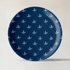 Elegant Blue and White Plate Blue Pottery symmetry flower Inspired plate - Harshita Craft