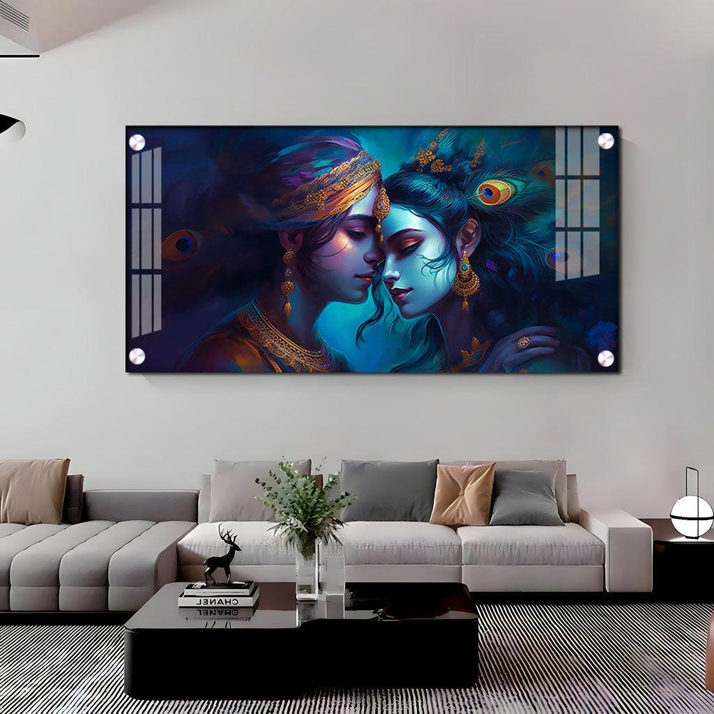 Quadro Radha Krishna Horizontal Acrylic Premium Wall Decor - Decor Mantra 