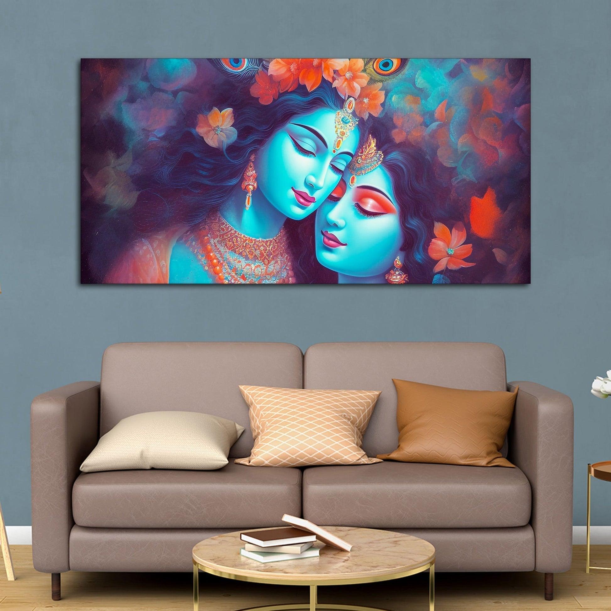 Divine Aura Radha Krishna Canvas Wall Painting - Decor Mantra 