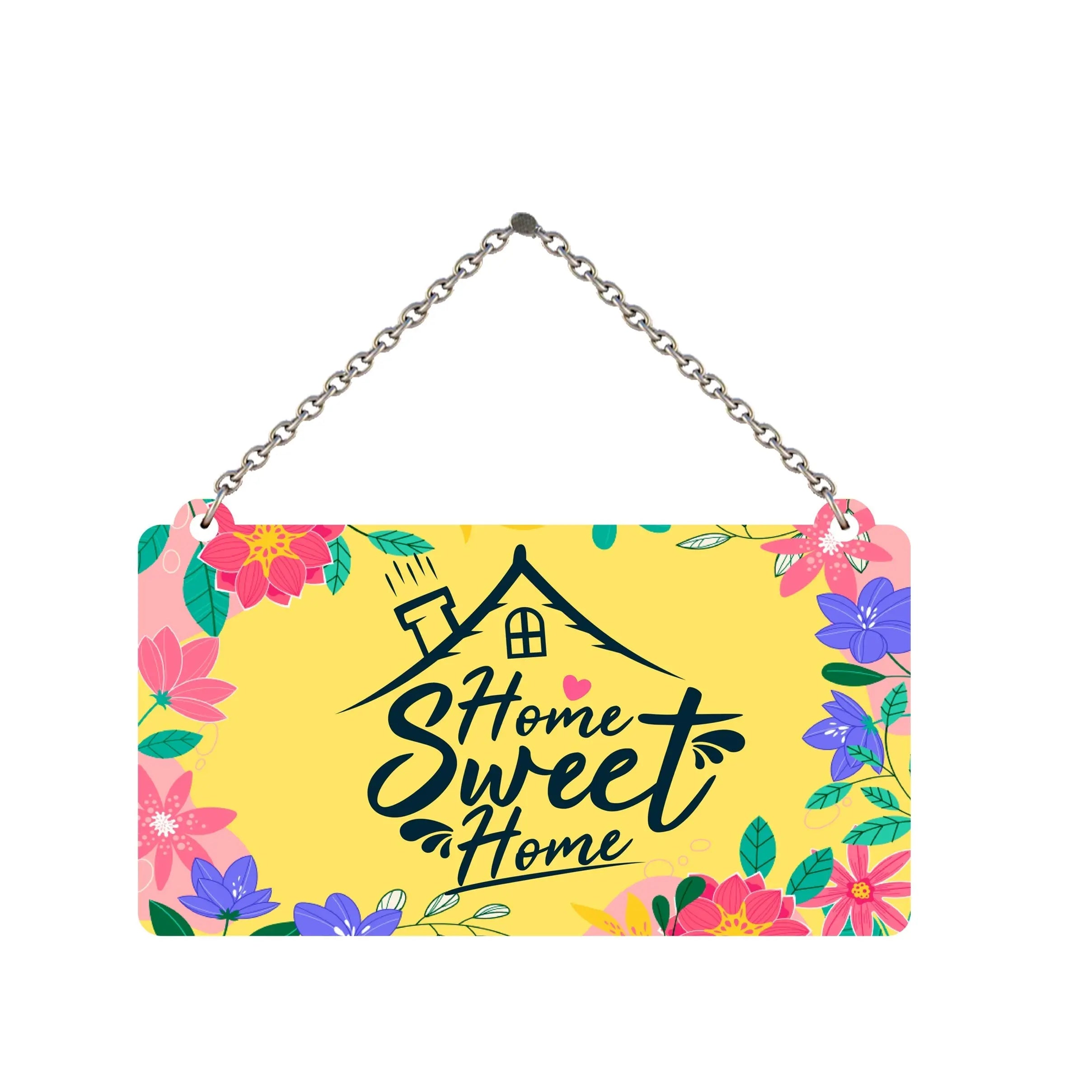 Sweet Home Floral Design Wooden Wall Hanger for Home|Office|Living Room|Gift - Harshita Craft