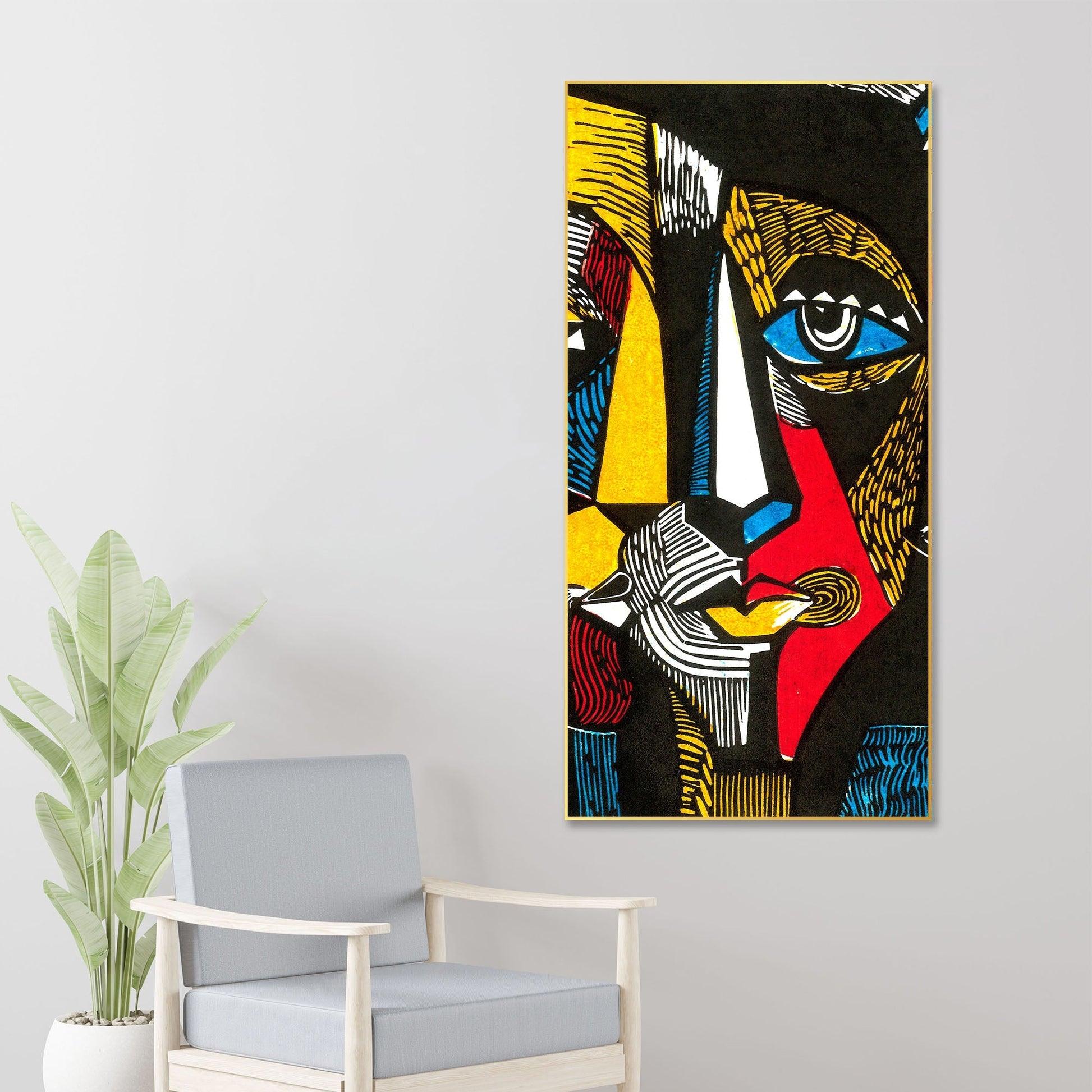 Abstract Faces Floating Canvas Wall Painting - Decor Mantra 