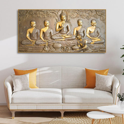 A Premium Golden Buddha Spiritual Canvas Wall Painting - Decor Mantra 