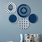 Elegant Blue and White Plate Blue Pottery symmetry flower Inspired plate - Harshita Craft