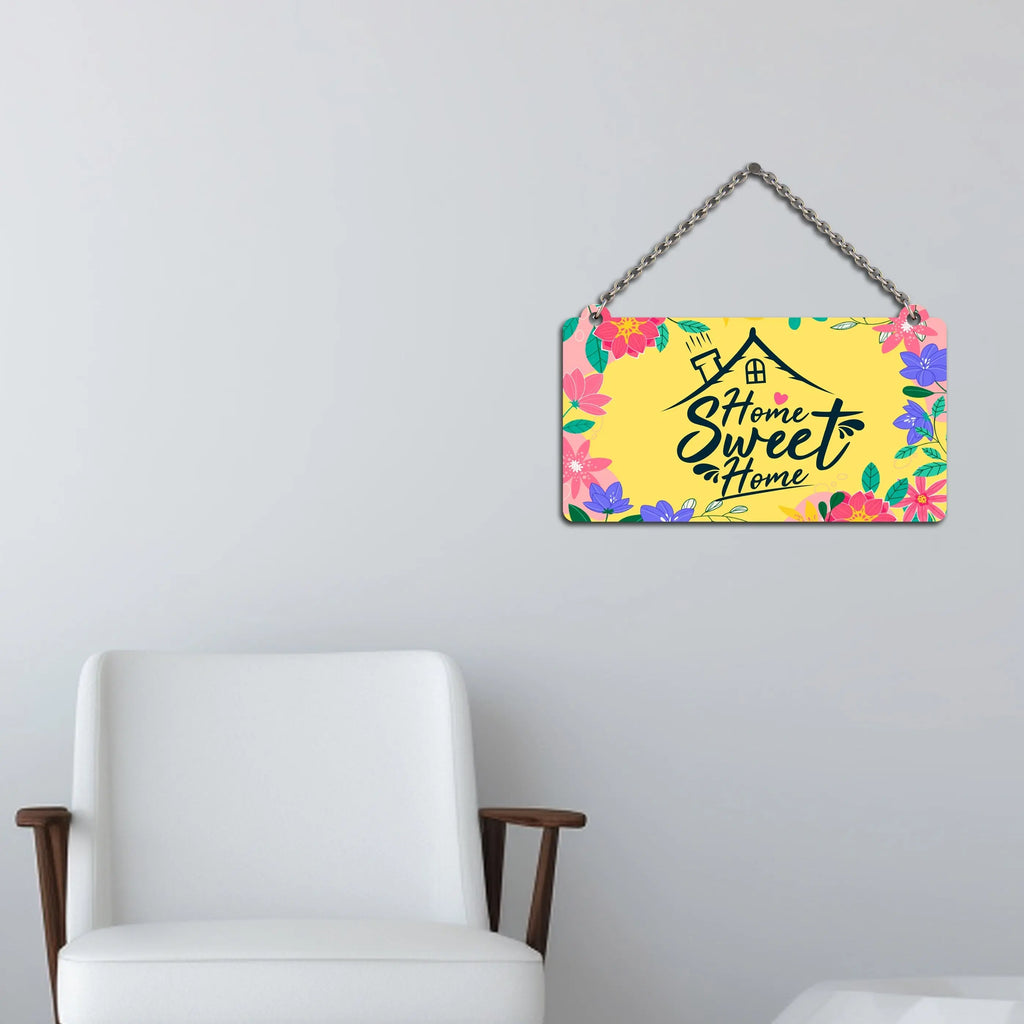 Sweet Home Floral Design Wooden Wall Hanger for Home|Office|Living Room|Gift - Harshita Craft