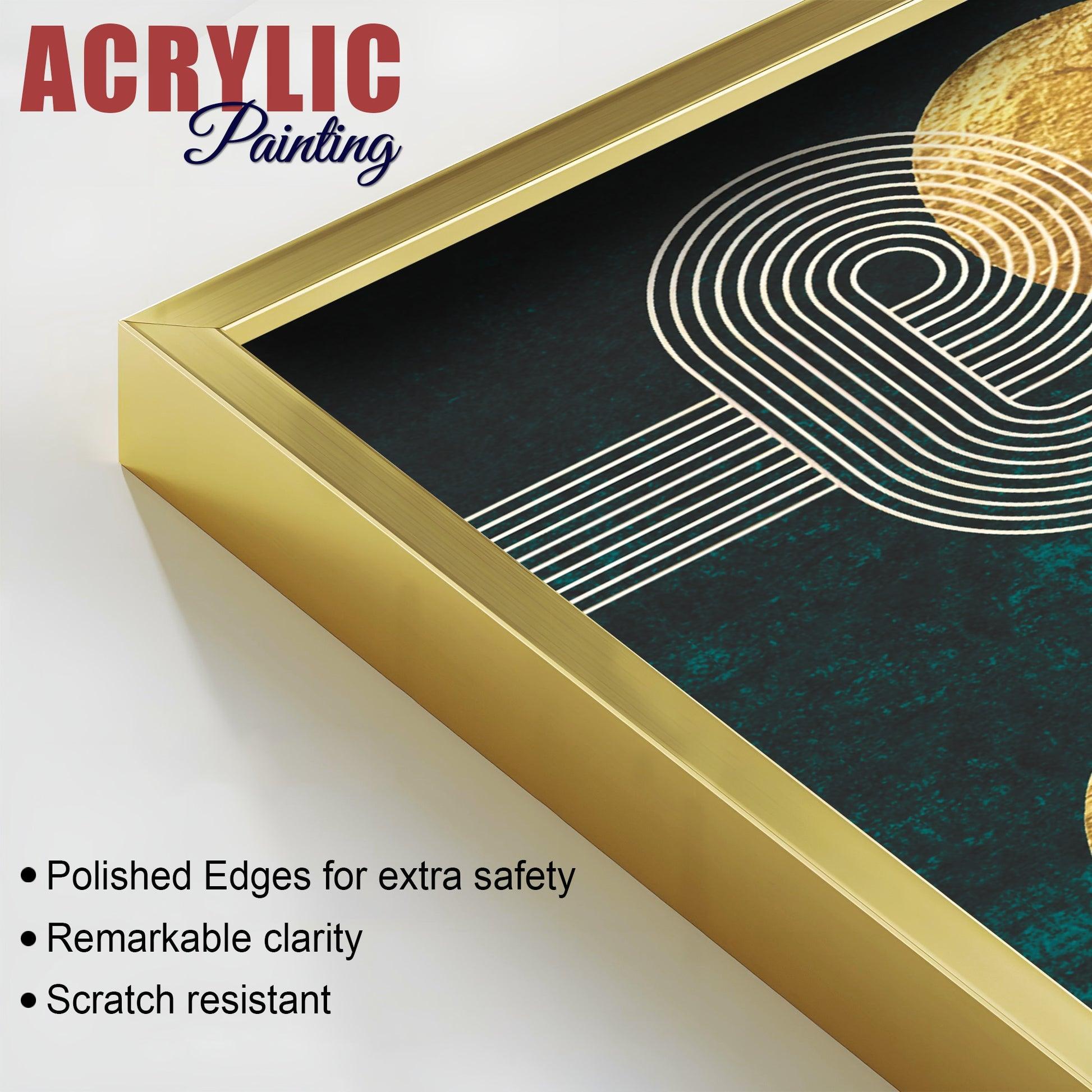 Golden Birds Flying Floating Acrylic Wall Painting Set of 2 - Decor Mantra 