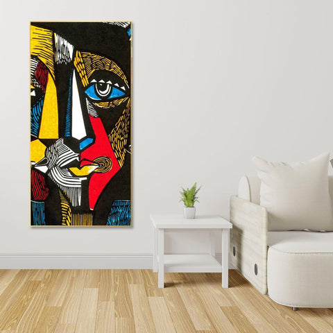 Abstract Faces Floating Canvas Wall Painting - Decor Mantra 