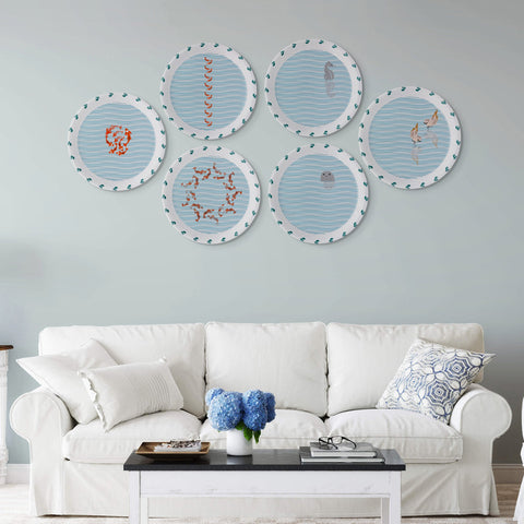 Sea-Inspired fish Abstract Art Collection Porcelain Wall Plate