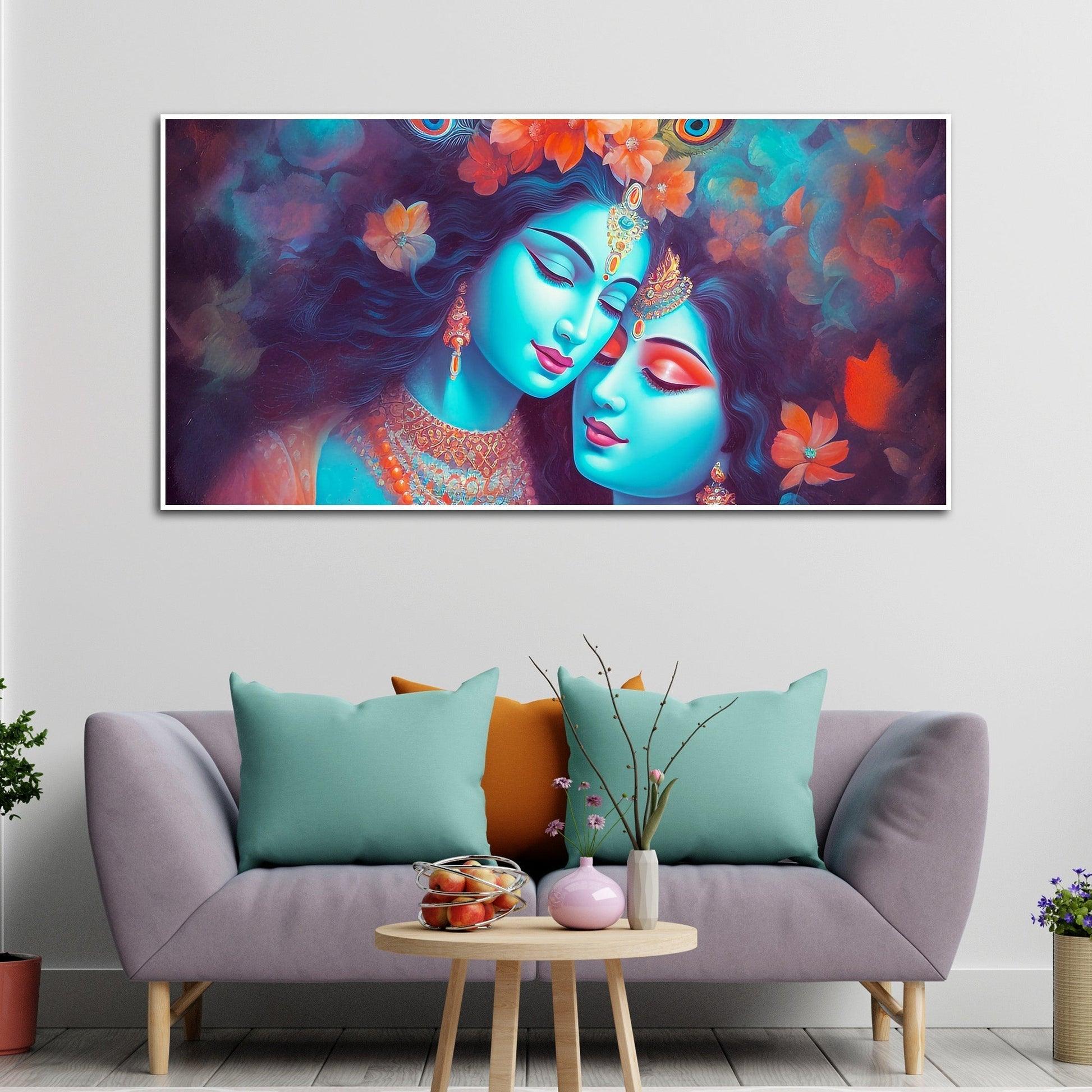 Divine Aura Radha Krishna Canvas Wall Painting - Decor Mantra 