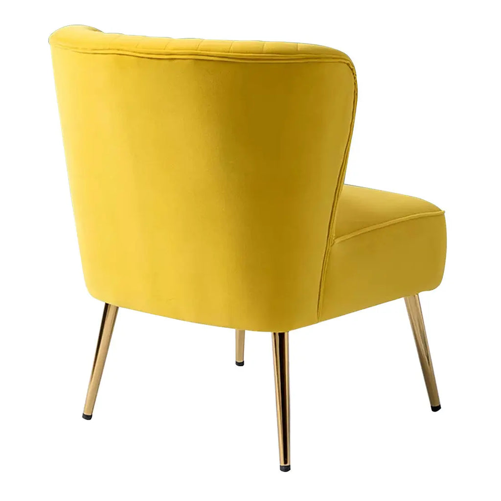 Classic Style Curved Back Yellow Velvet Accent Chair DECORMANTRA