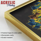 Luxury Golden Shiny Tufted Leaves Tree Acrylic Floating Wall Painting Set Of 2 - Decor Mantra 