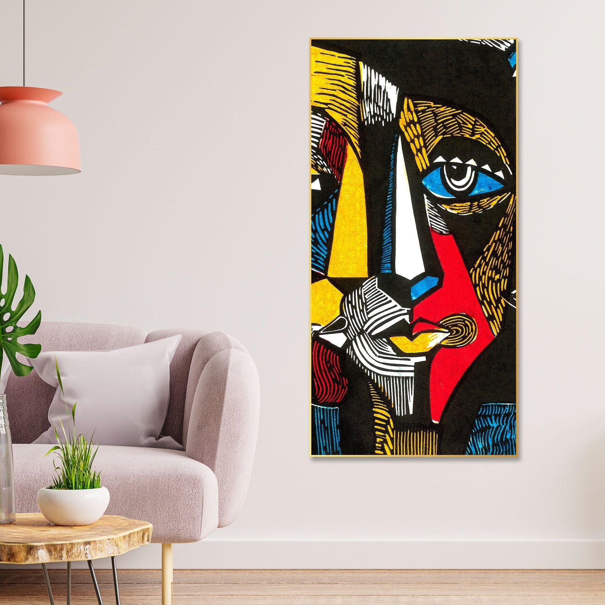 Abstract Faces Floating Canvas Wall Painting - Decor Mantra 