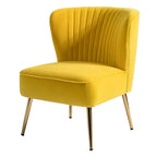 Classic Style Curved Back Yellow Velvet Accent Chair DECORMANTRA