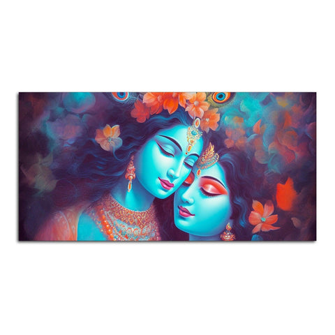 Divine Aura Radha Krishna Canvas Wall Painting - Decor Mantra 