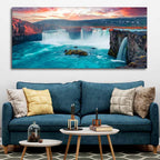 Scenery of Waterfall In Forest Premium Wall Painting - Decor Mantra 