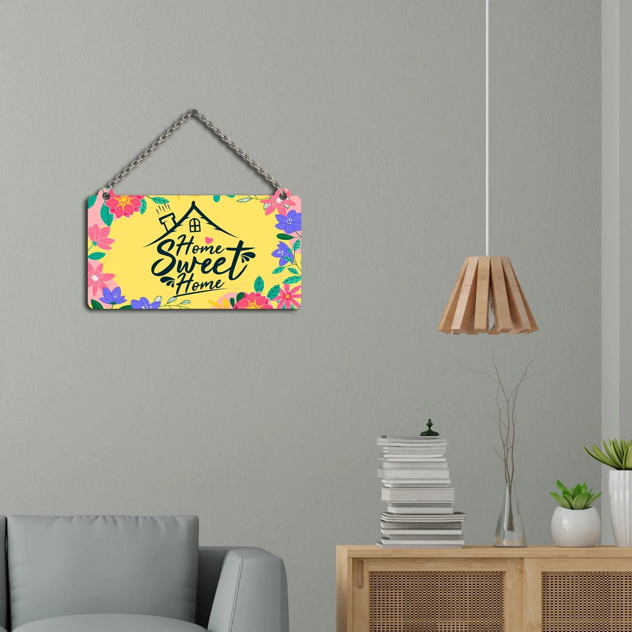 Sweet Home Floral Design Wooden Wall Hanger for Home|Office|Living Room|Gift - Harshita Craft