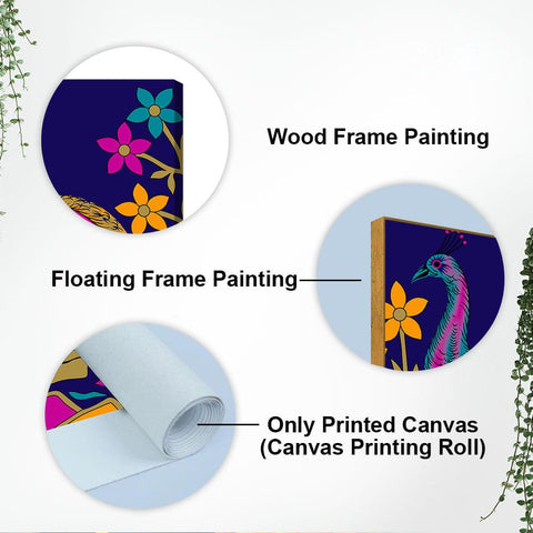 Beautiful Peacock with Flower art Premium Wall Painting - Decor Mantra 