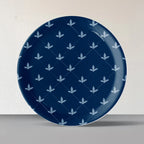Elegant Blue and White Plate Blue Pottery symmetry flower Inspired plate - Harshita Craft