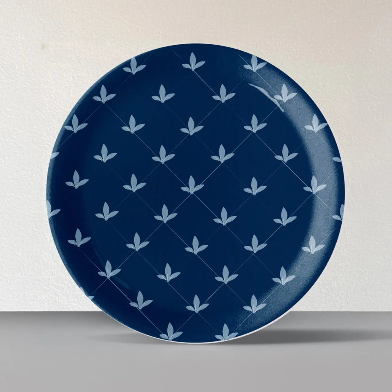 Elegant Blue and White Plate Blue Pottery symmetry flower Inspired plate - Harshita Craft