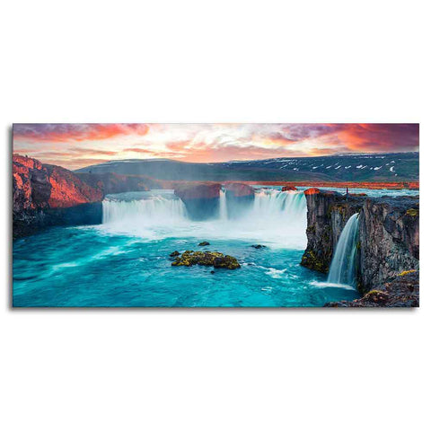 Scenery of Waterfall In Forest Premium Wall Painting - Decor Mantra 