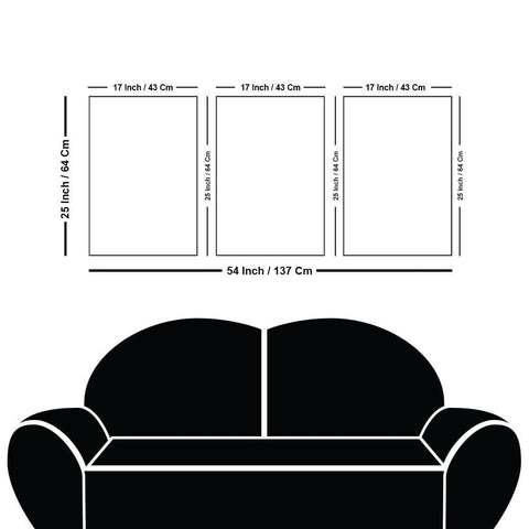 Abstract Golden Landscape Trees with Golden Deer Floating Canvas Wall Painting Set of Three - Decor Mantra 