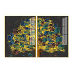 Luxury Golden Shiny Tufted Leaves Tree Acrylic Floating Wall Painting Set Of 2 - Decor Mantra 