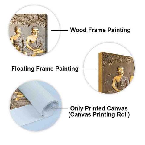 A Premium Golden Buddha Spiritual Canvas Wall Painting - Decor Mantra 