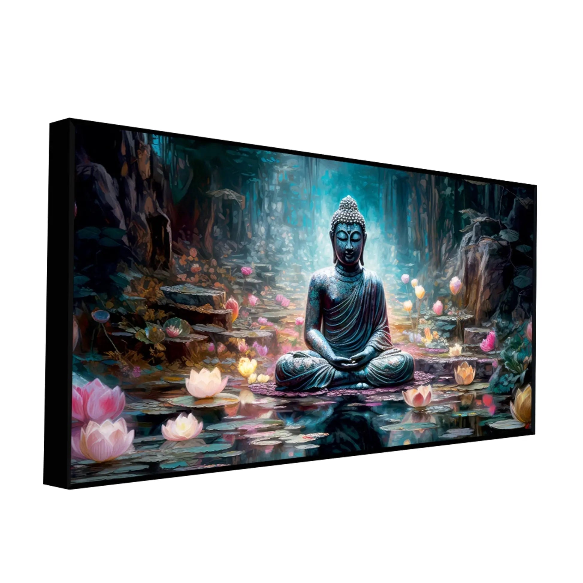 Spiritual Buddha Statue Premium Canvas Wall Painting HarshitaCraft