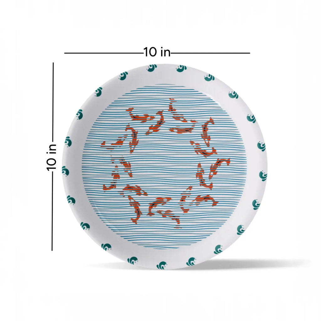 Sea-Inspired fish Abstract Art Collection Porcelain Wall Plate - Harshita Craft