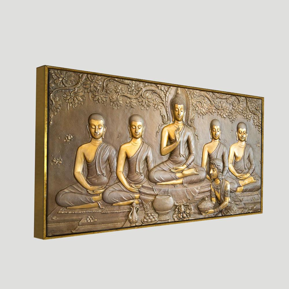 A Premium Golden Buddha Spiritual Canvas Wall Painting - Decor Mantra 