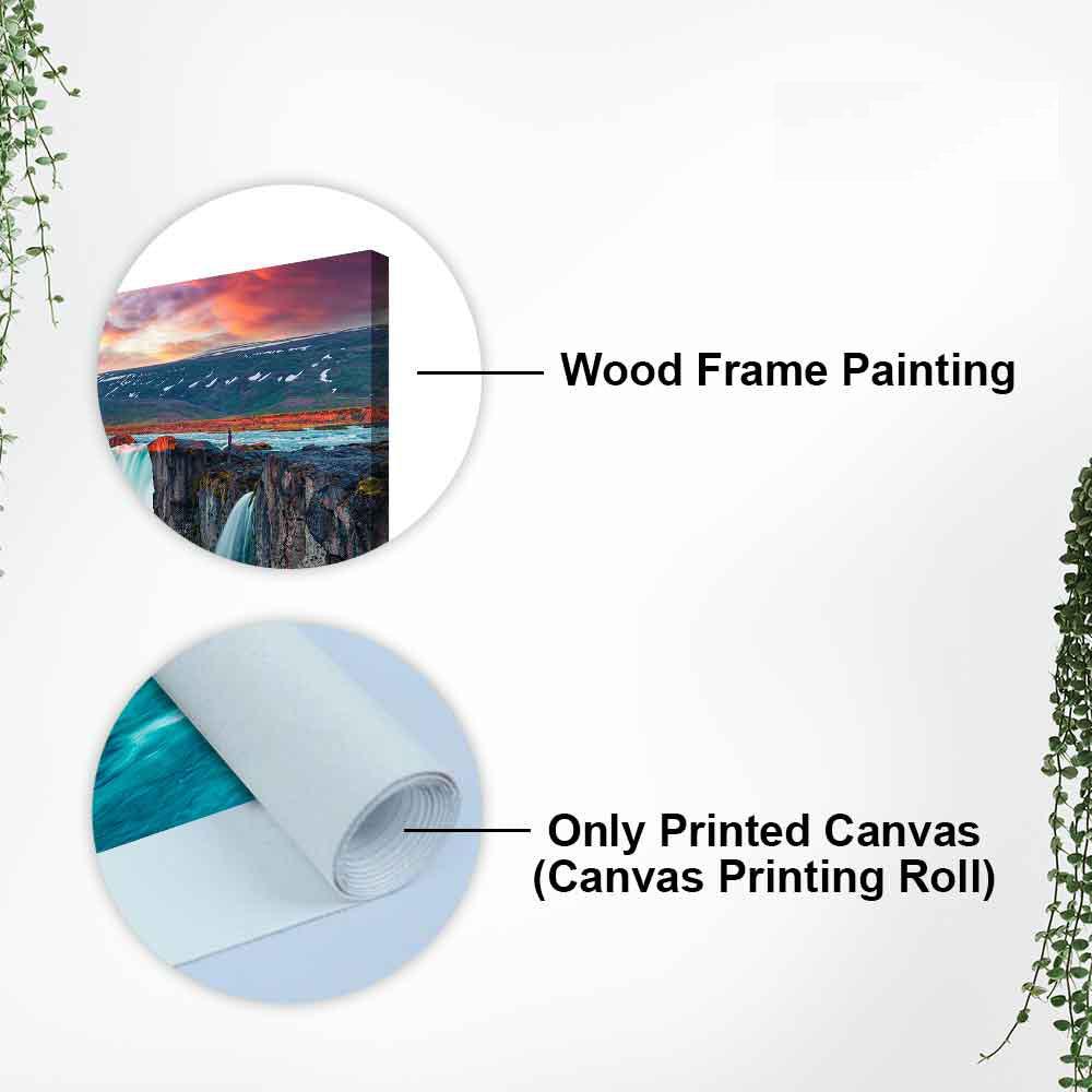 Scenery of Waterfall In Forest Premium Wall Painting - Decor Mantra 