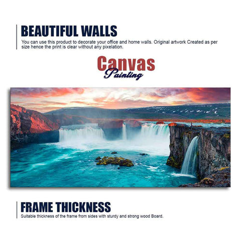 Scenery of Waterfall In Forest Premium Wall Painting - Decor Mantra 