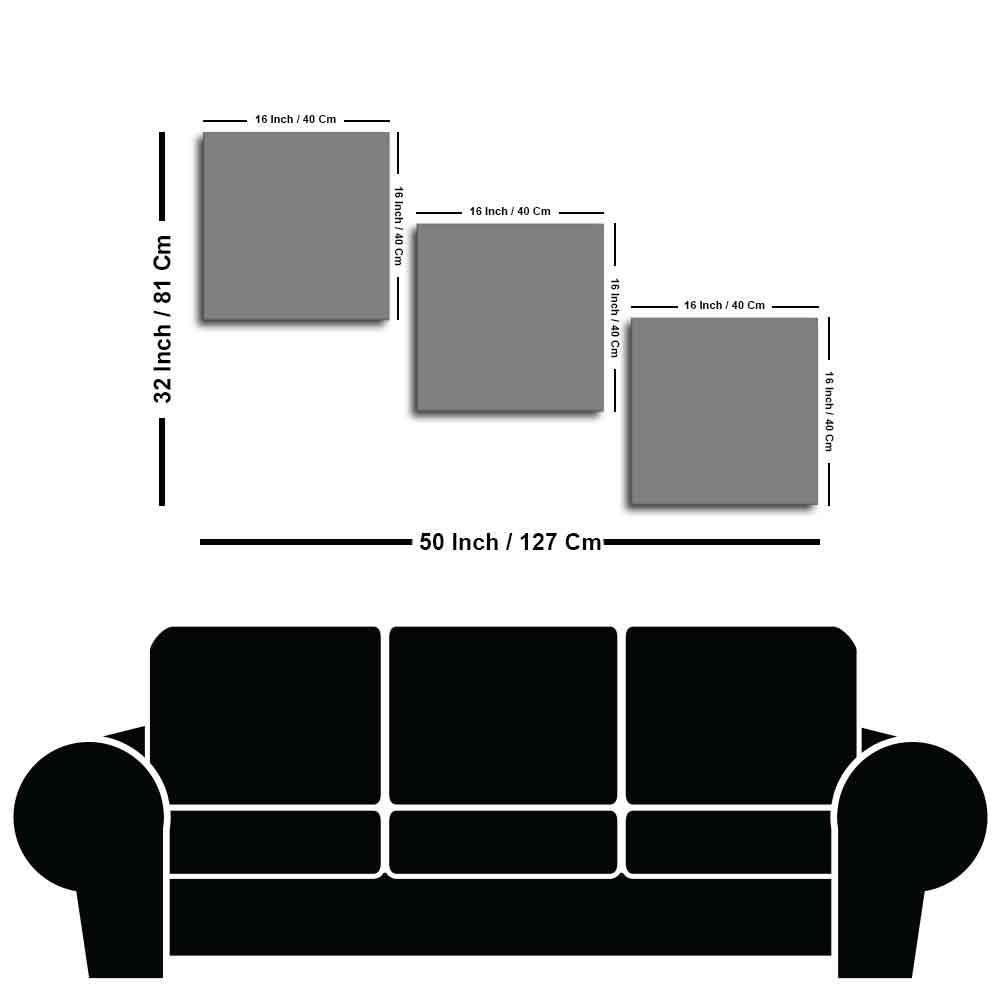 Golden Statue of Lord Ganesha Canvas Wall Painting of 3 Pieces - Decor Mantra 