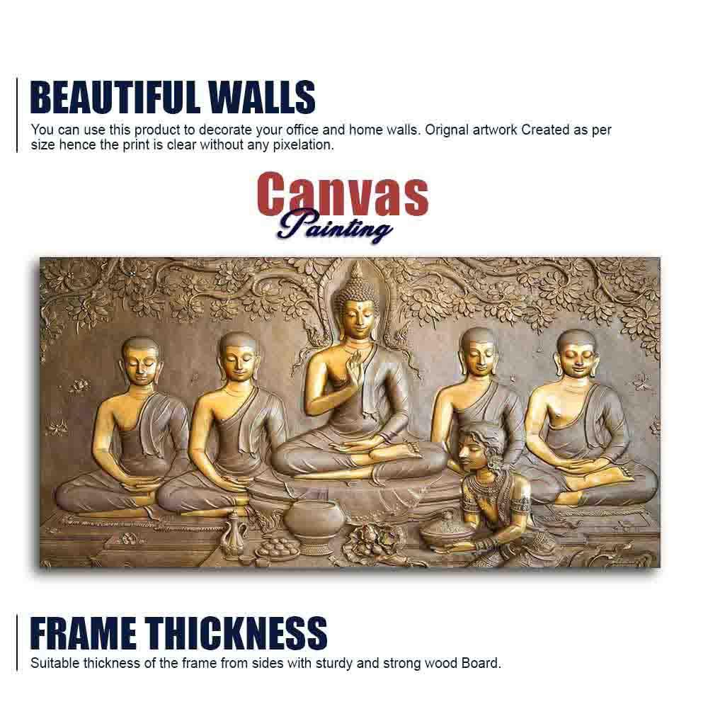 A Premium Golden Buddha Spiritual Canvas Wall Painting - Decor Mantra 