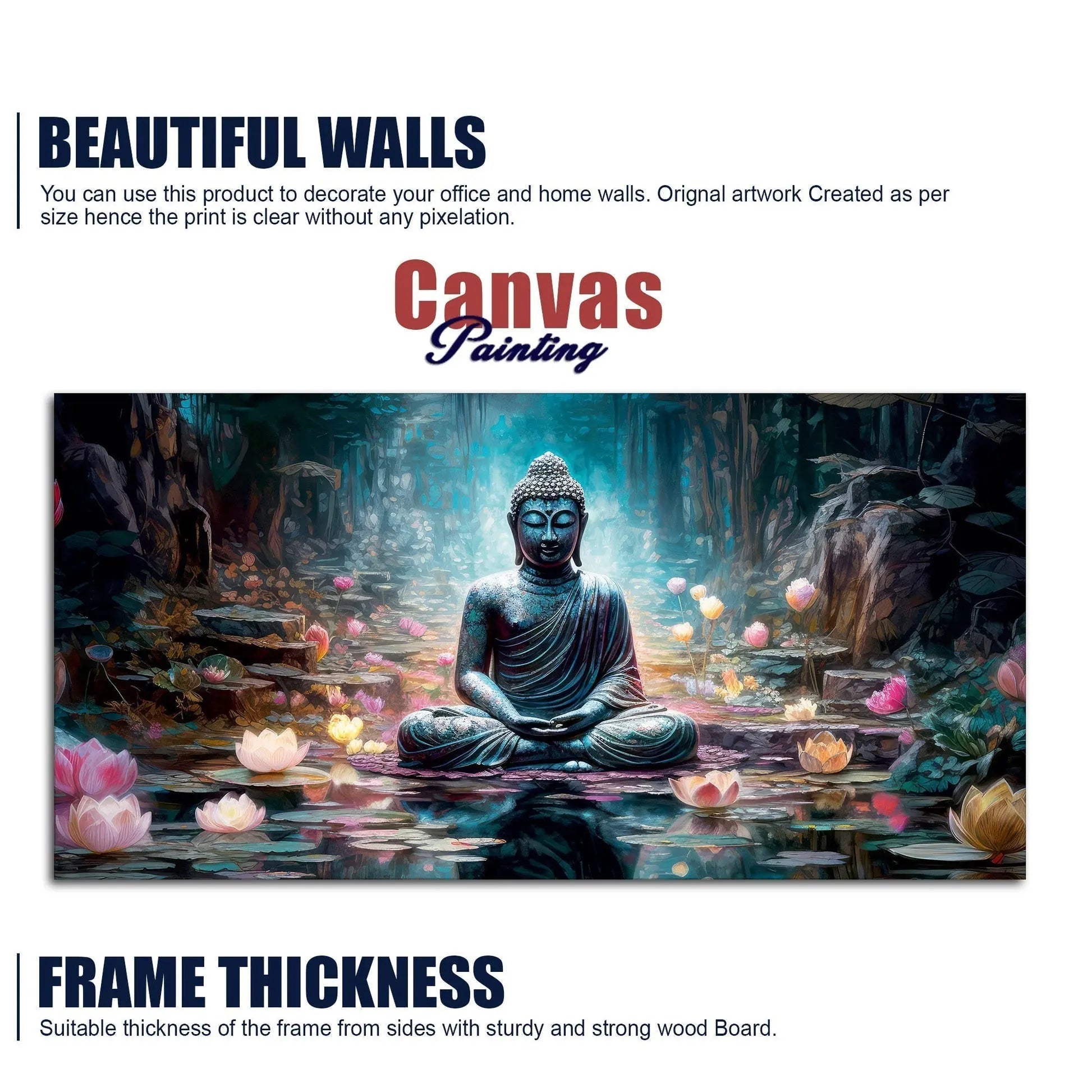 Spiritual Buddha Statue Premium Canvas Wall Painting HarshitaCraft