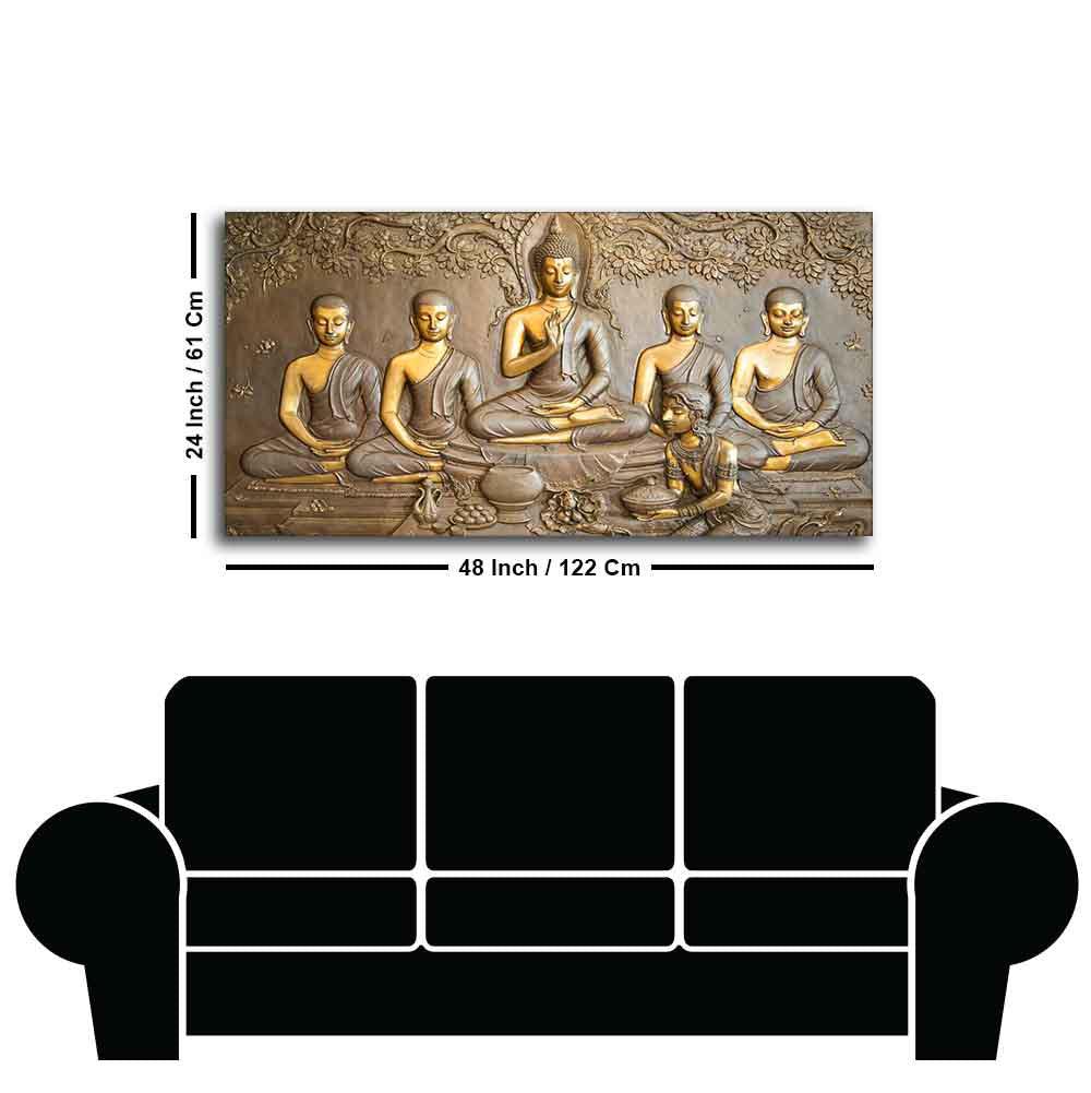 A Premium Golden Buddha Spiritual Canvas Wall Painting - Decor Mantra 