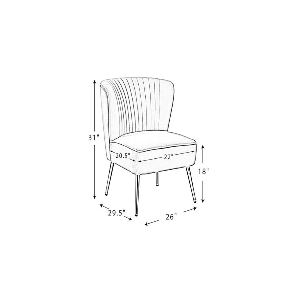 Classic Style Curved Back Yellow Velvet Accent Chair DECORMANTRA