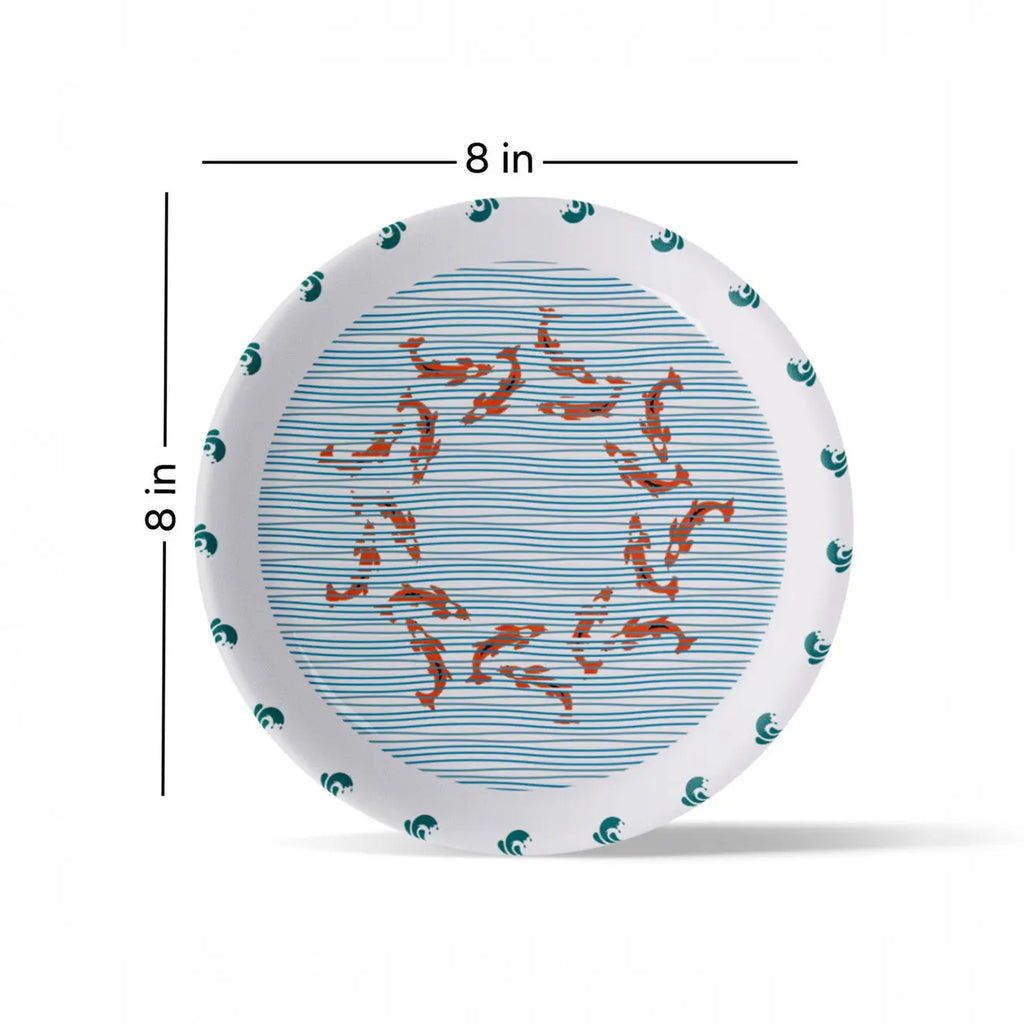 Sea-Inspired fish Abstract Art Collection Porcelain Wall Plate - Harshita Craft