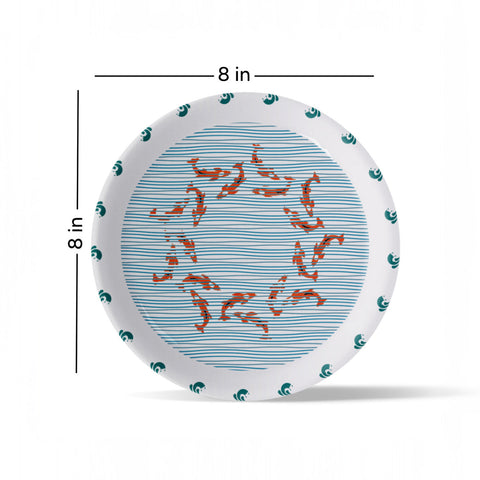 Sea-Inspired fish Abstract Art Collection Porcelain Wall Plate